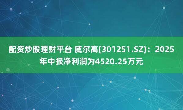 配资炒股理财平台 威尔高(301251.SZ)：2025年中报净利润为4520.25万元